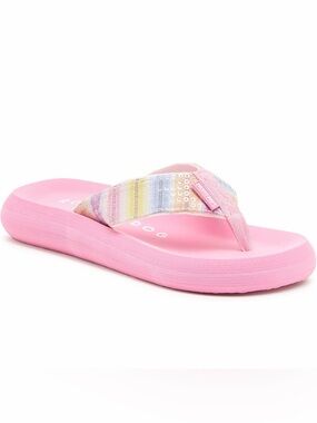 New In Box Rocket Dog Pink Sequin Girls Flip Flops